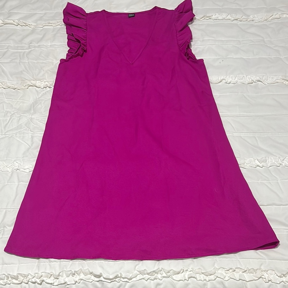 Pink Ruffled Sleeve Dress